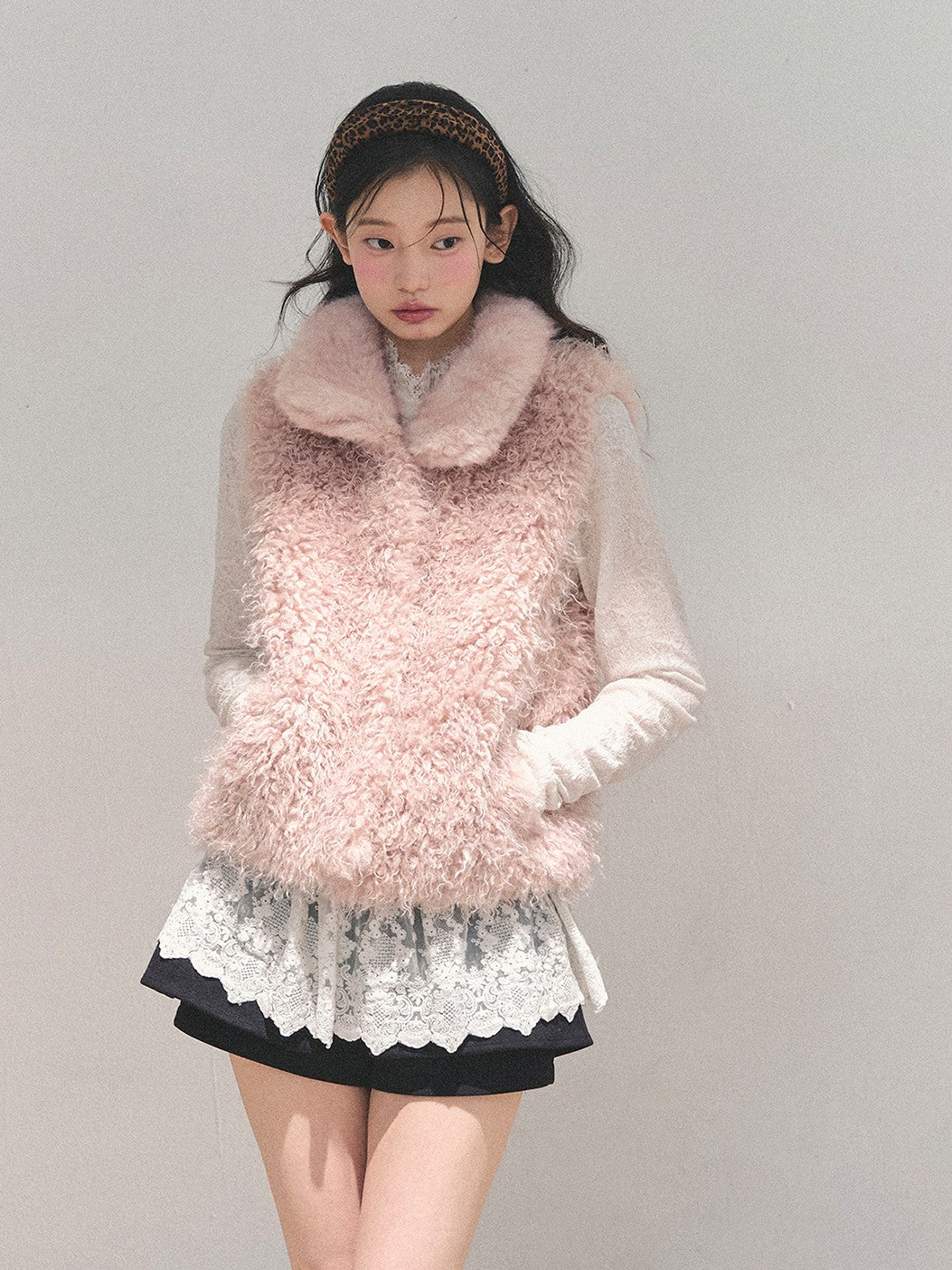 Pink Reversible Faux Fur Vest Jacket DIA0720