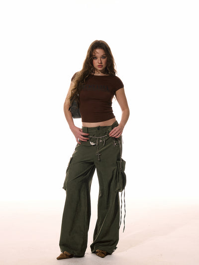 Bowknot Large Pocket Loose Casual Pants ACM0091
