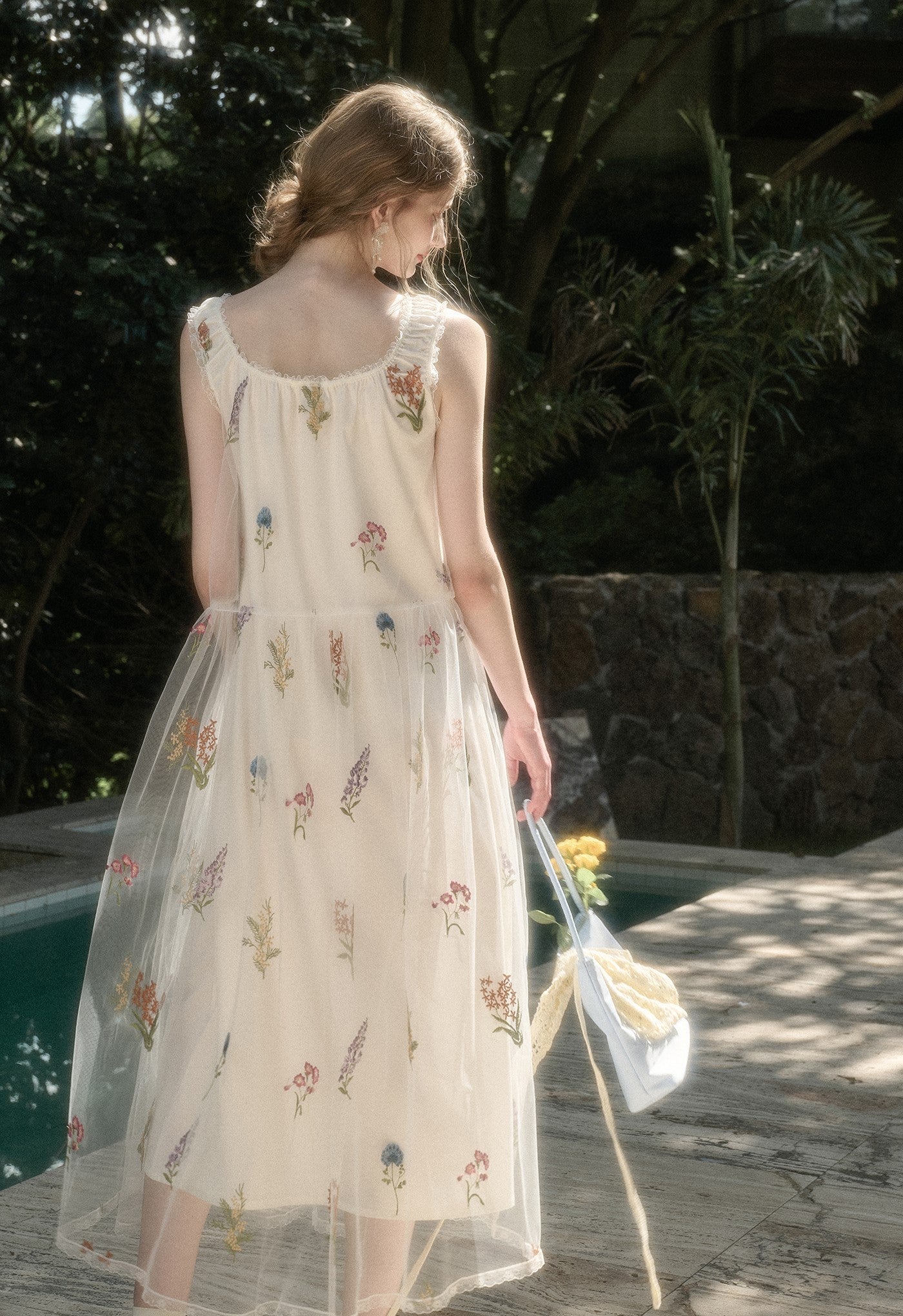 Tulle Flower Embroidery Long Dress GRO0169