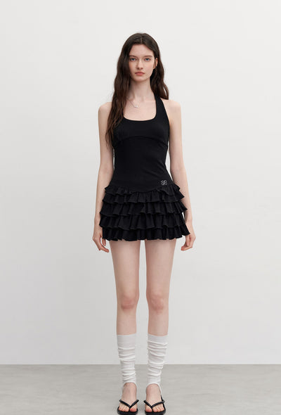 Halter Neck Splicing Cake Dress AYF0094