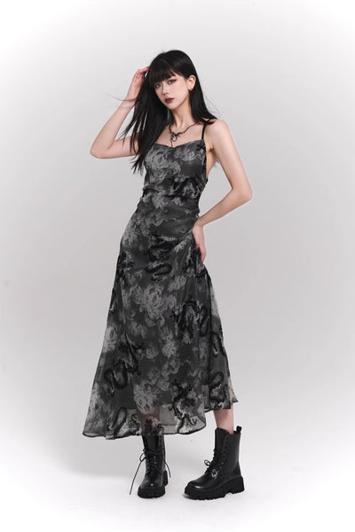 Large Backless Lace-up Style/Shoulder Strap Style Suspender Dress LAD0056