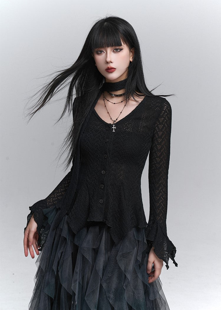 Long-Sleeved Knited Thin Cardigan LAD0232