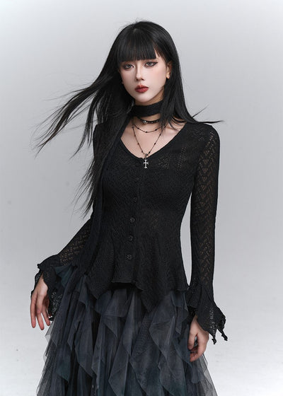 Long-Sleeved Knited Thin Cardigan LAD0232