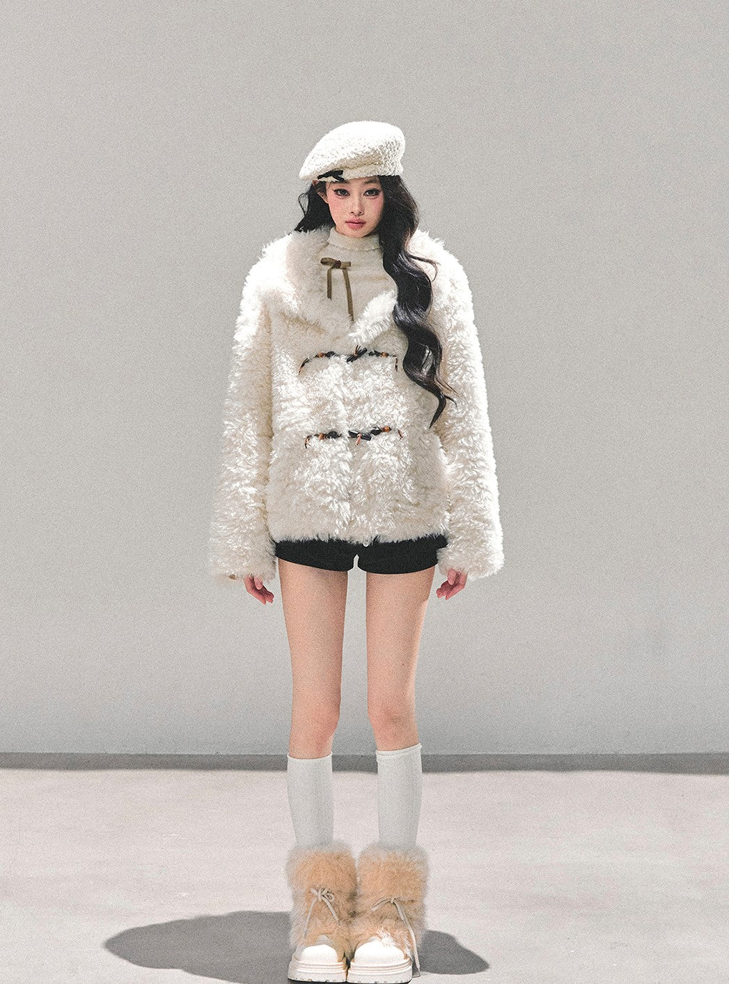Lambswool Shearling White Coat DIA0683