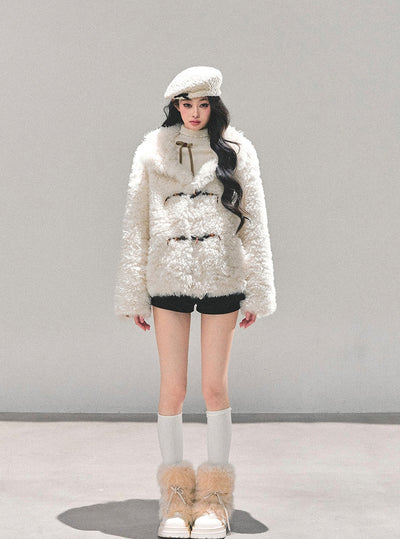 Lambswool Shearling White Coat DIA0683