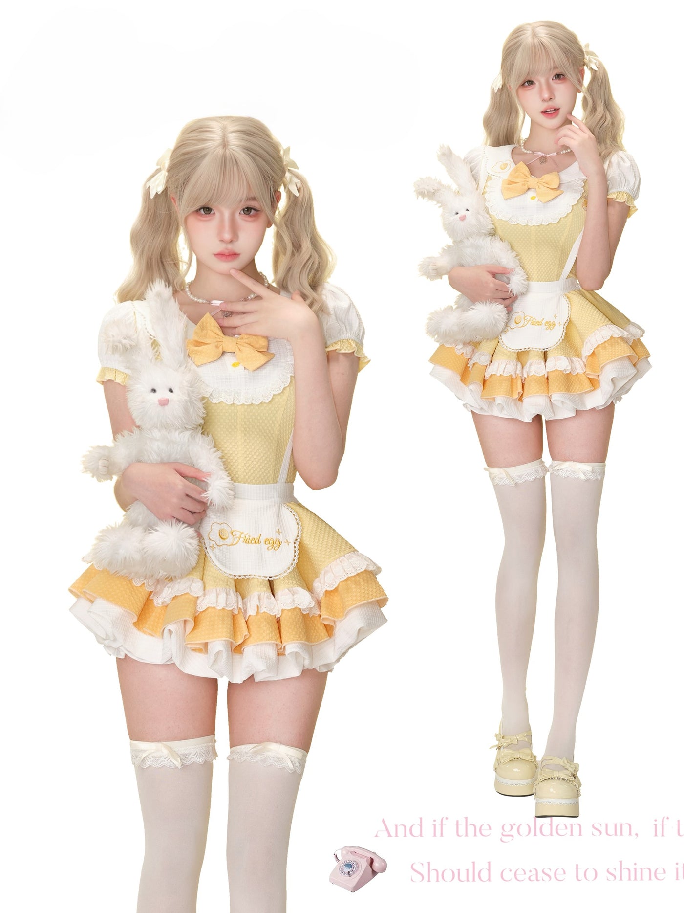 Egg Yellow Bow Lace Shirt/Cake Skirt SER0165