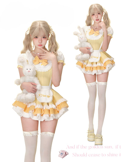 Egg Yellow Bow Lace Shirt/Cake Skirt SER0165