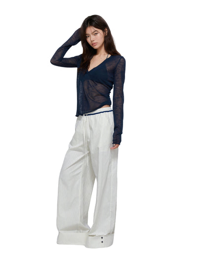 Striped Drape Casual Pants APE0372