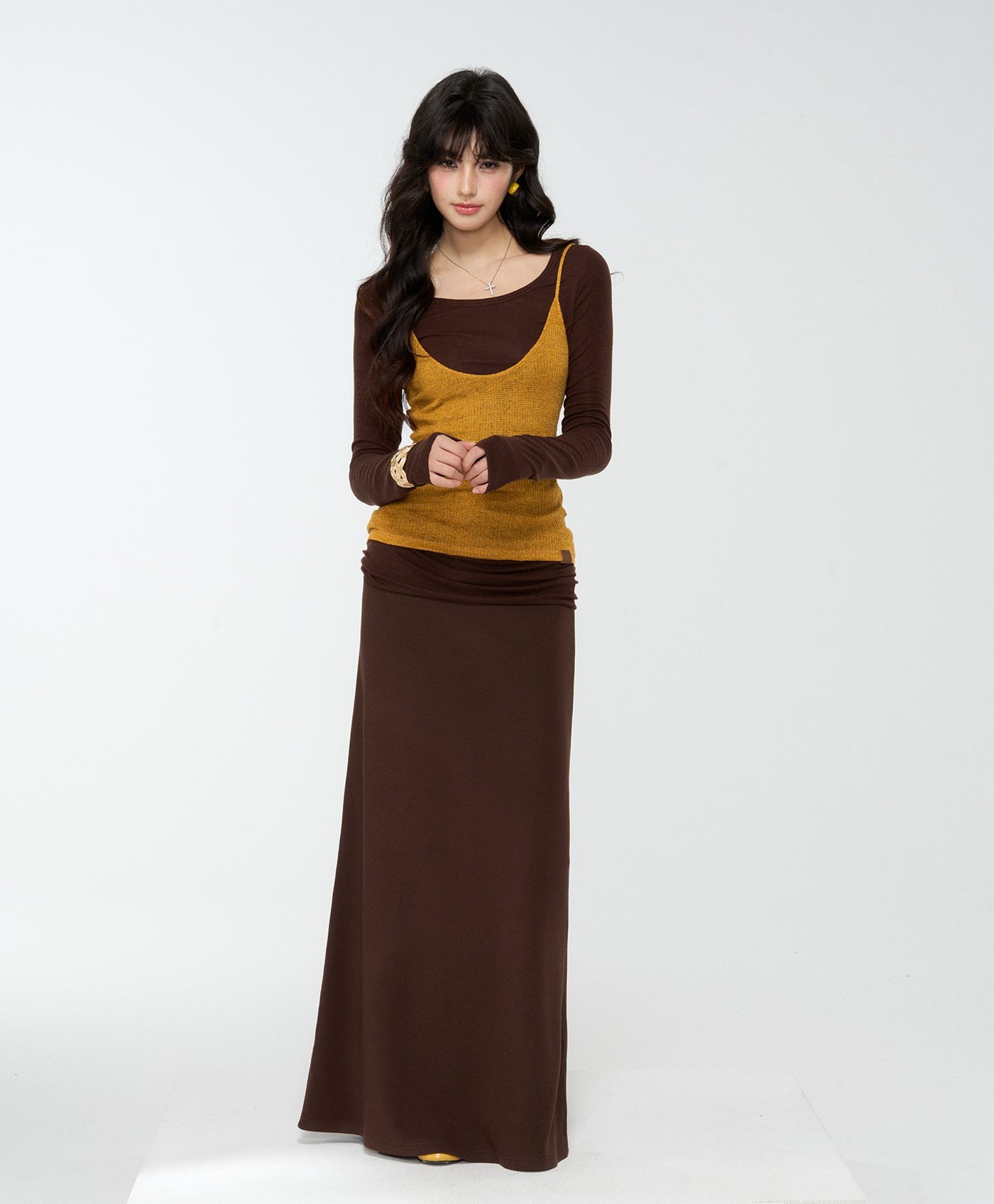 Brown Lazy Style Slimming Skirt 4MU0177