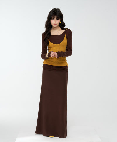 Brown Lazy Style Slimming Skirt 4MU0177