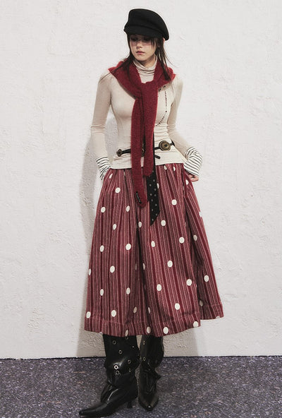 Striped Polka Dot A-line Puffy Skirt OFA0285