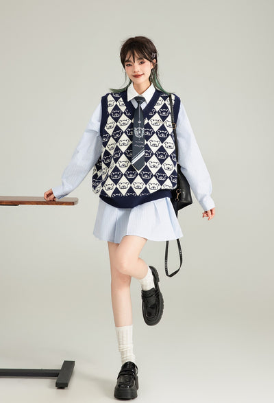 Retro Jacquard Sweater Pullover Vest KEI0121