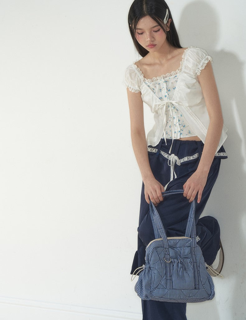 Fake Two-piece Floral Lace Top SOO0019