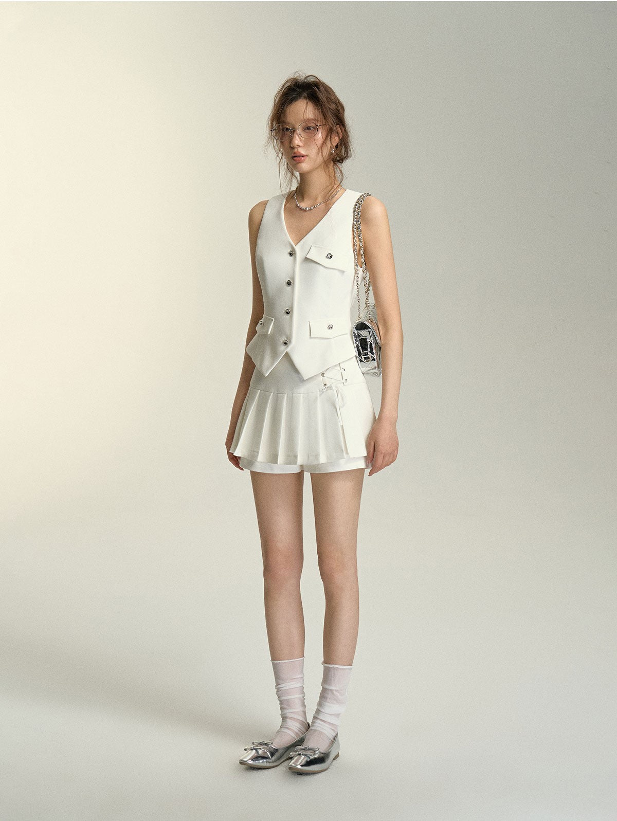 White V-Neck Vest SOM0035