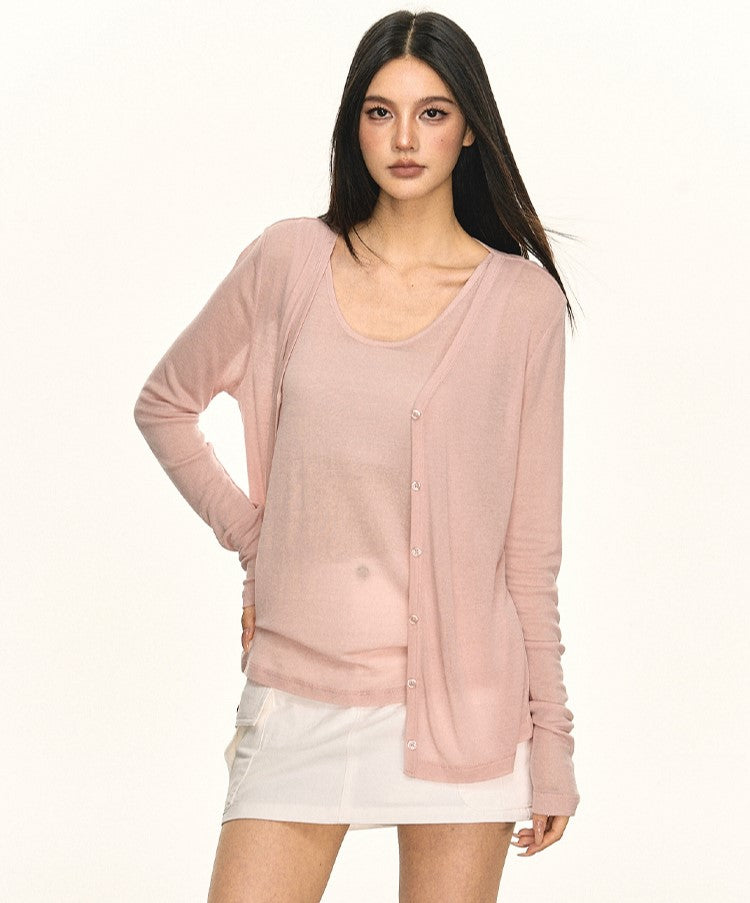 Basic Cardigan/Sleeveless Top ANA0056