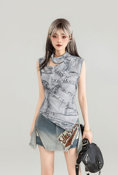 Patch Gradient Wash Denim Shorts KEI0055