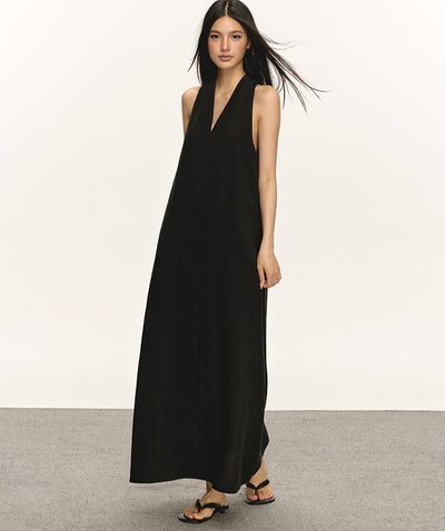 V-neck Halter Sleeveless Long Dress ANA0023