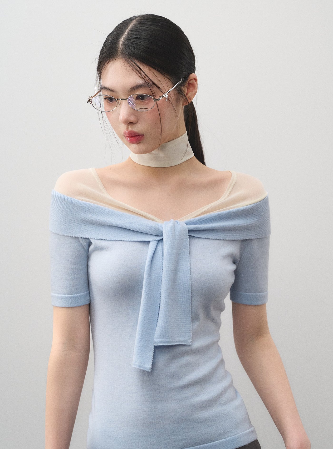 One-shoulder Twisted Slim T-shirt LAL0160