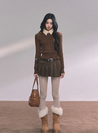 Fake Two-piece Polo Collar Sweater DIA0607
