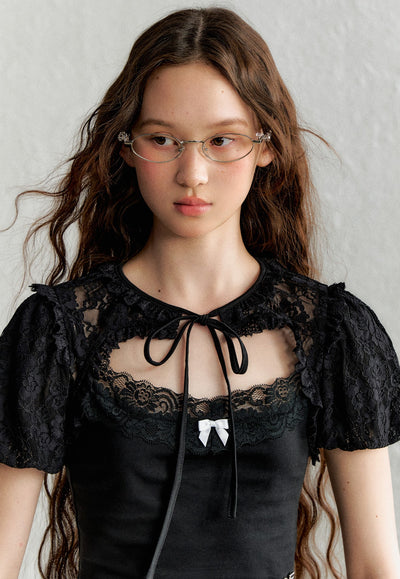 Lace Short Shawl/Lace Collar Camisole AYF0052