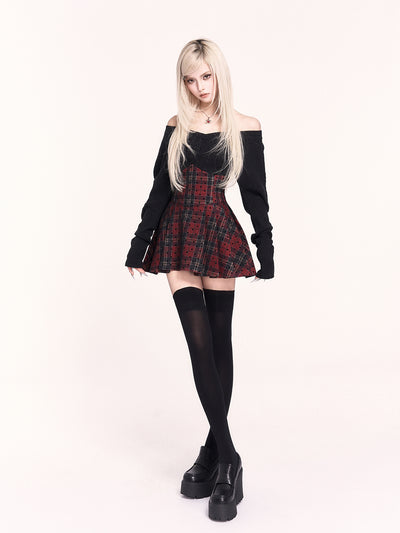 Plaid High Waisted Fishbone Pleated Skirt VOC0480