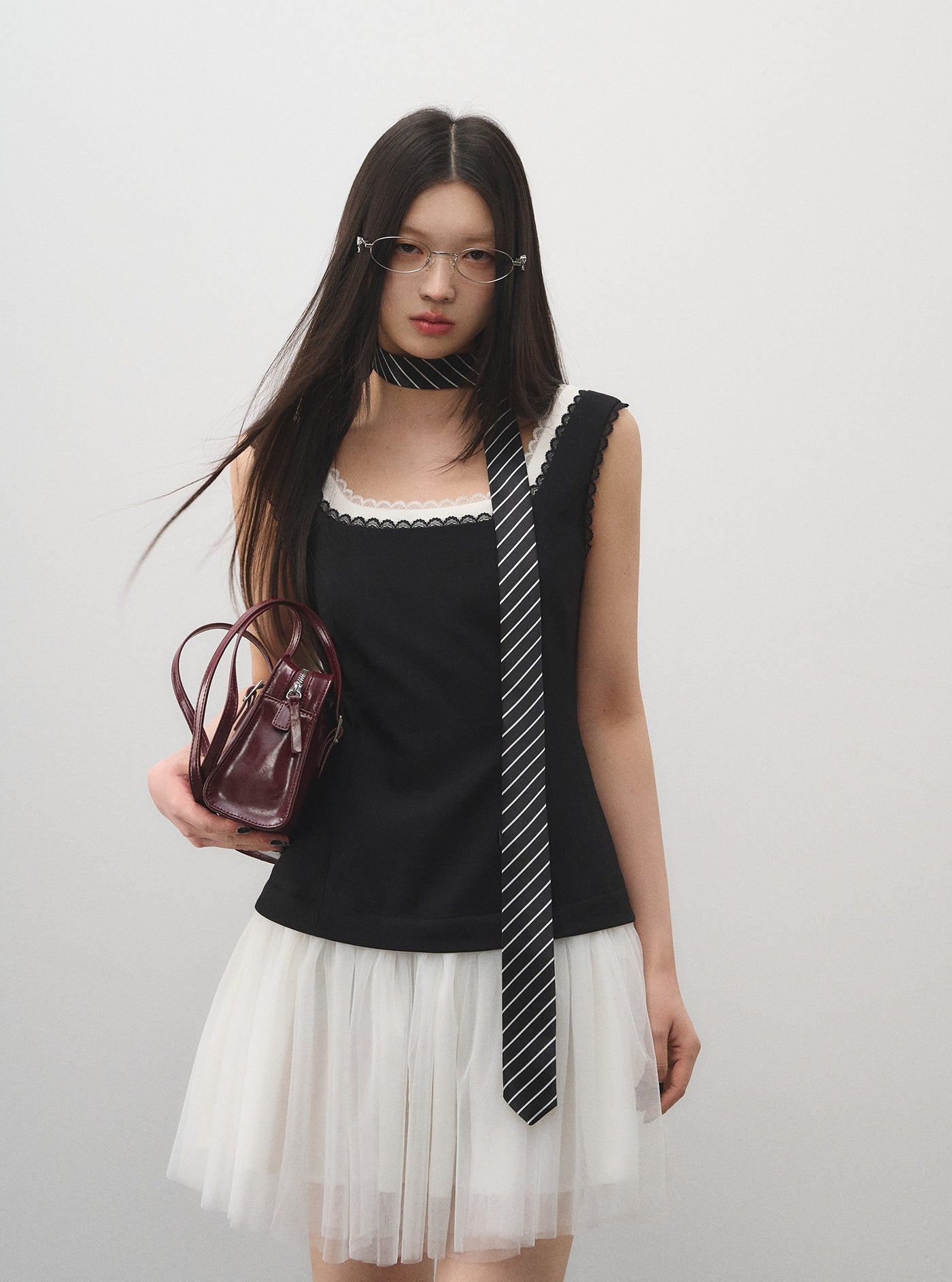 Fake Two-piece Splicing Mesh Dress LAL0163
