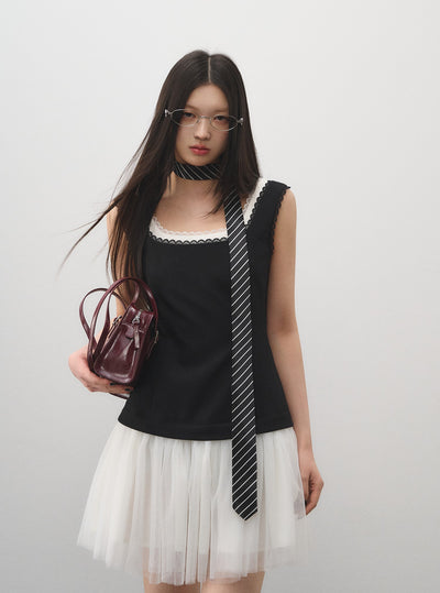 Fake Two-piece Splicing Mesh Dress LAL0163
