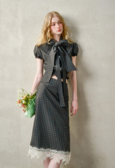 Plaid Suit Bow Shirt/Skirt GRO0146