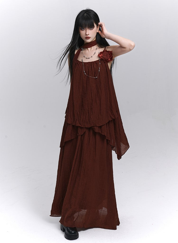 Artistic Rose Sleeveless Top/Long Skirt LAD0208