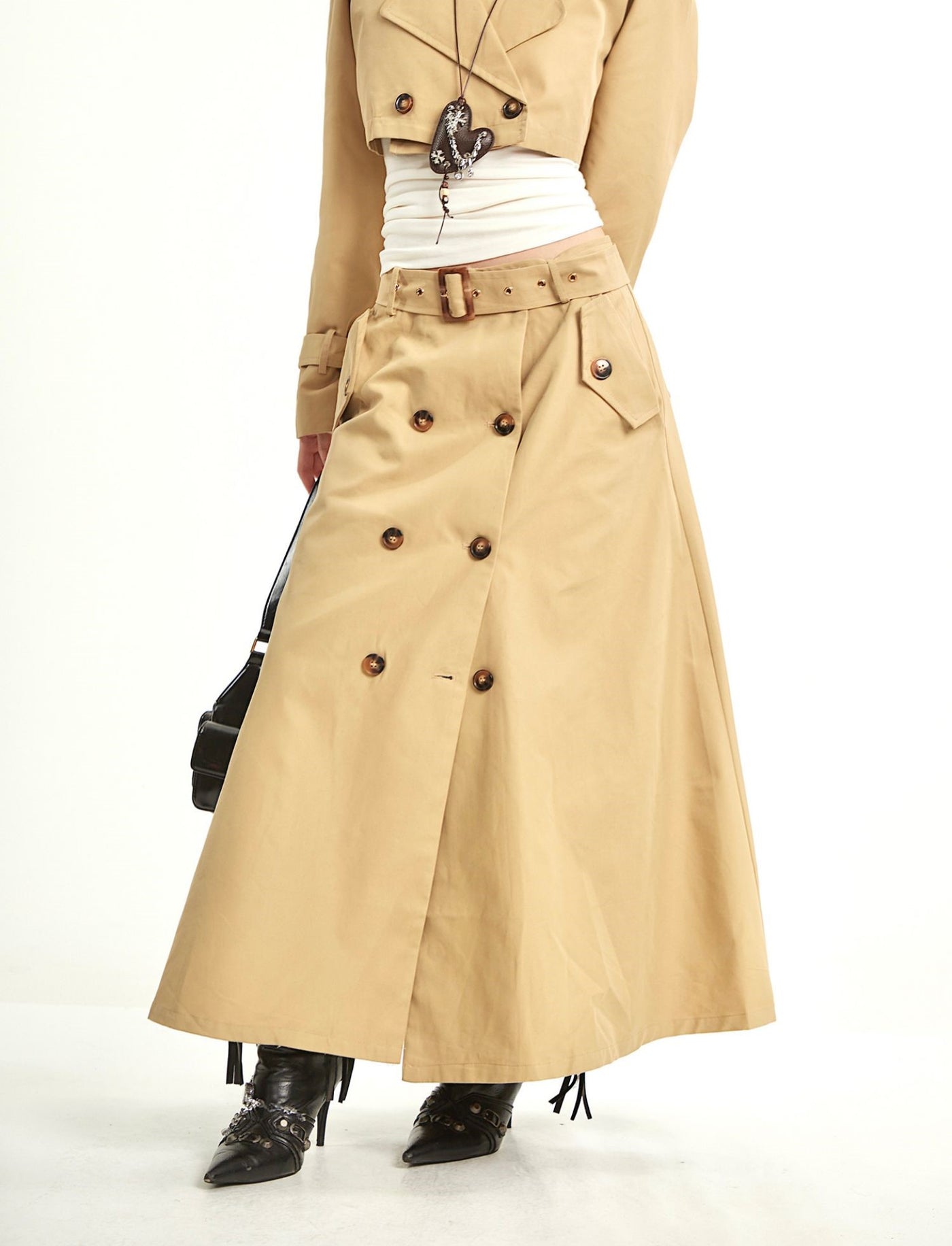 Retro Short Trench Coat+Skirt UNC0278