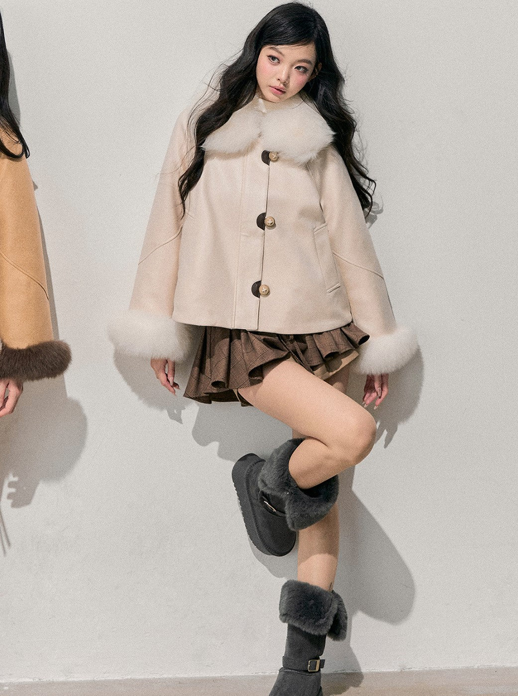 Fur Collar Plush Coat DIA0770