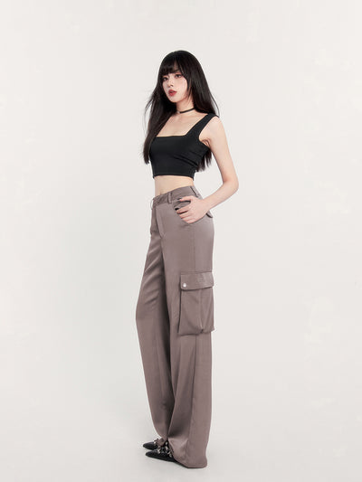 Mist Silky Thin Multi-Pocket Drape Pants VOC0222