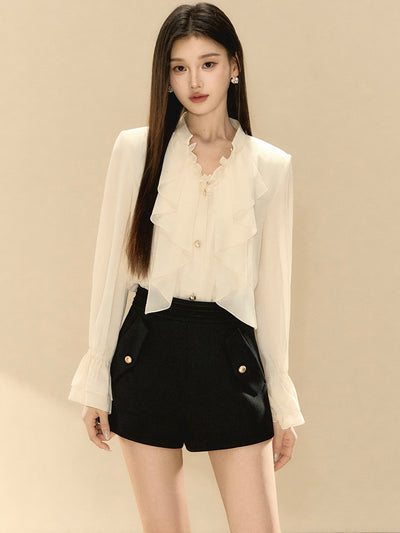 High Waist Gold Button Shorts OSH0137