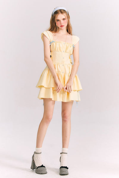 Yellow Bow Tutu Princess Waist Suspender Dress GRO0069