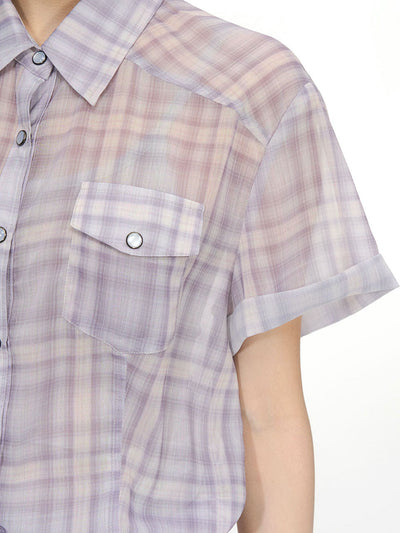 Plaid Chiffon Shirt/Skirt NEC0201