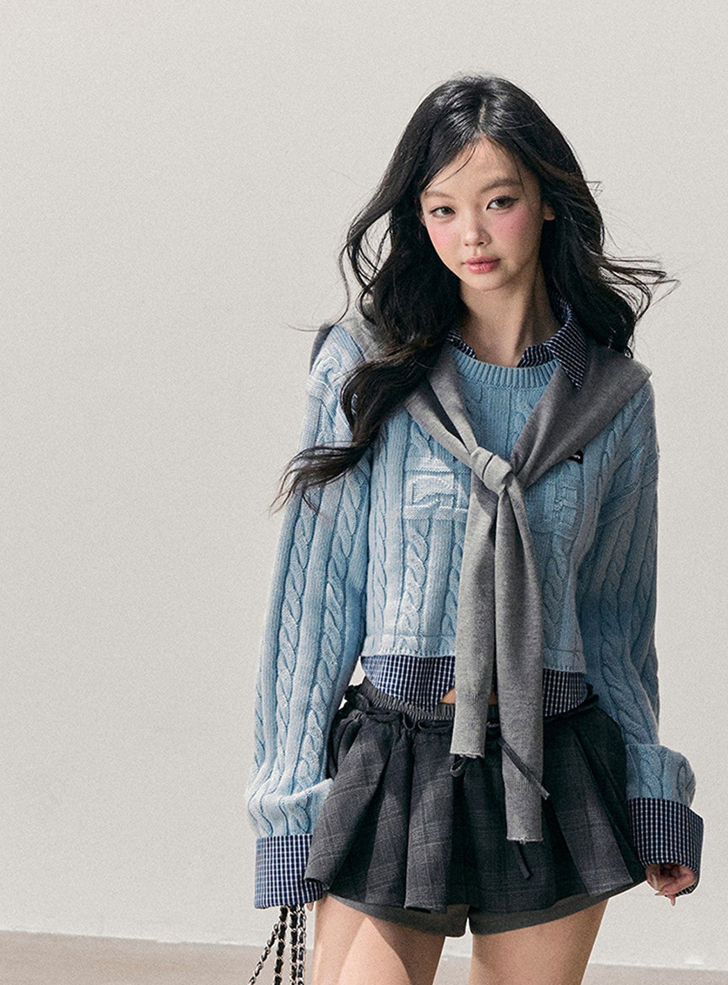 Skyblue Faux Two-Piece Wool Sweater DIA0748