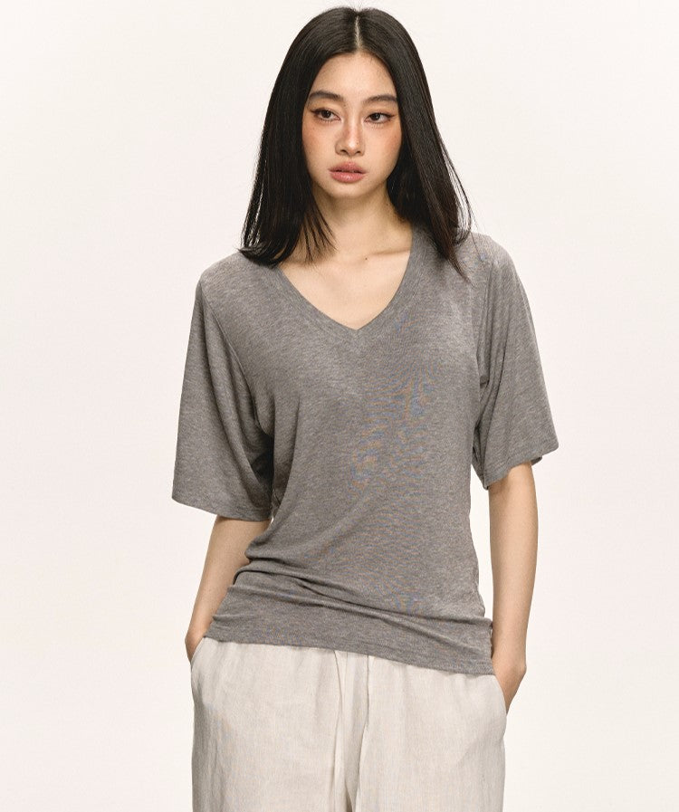 Stretch V-neck T-shirt ANA0027