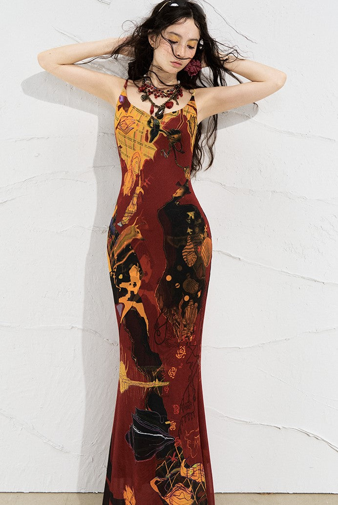 Mondrian Contrast Color Suspender Dress OFA0256