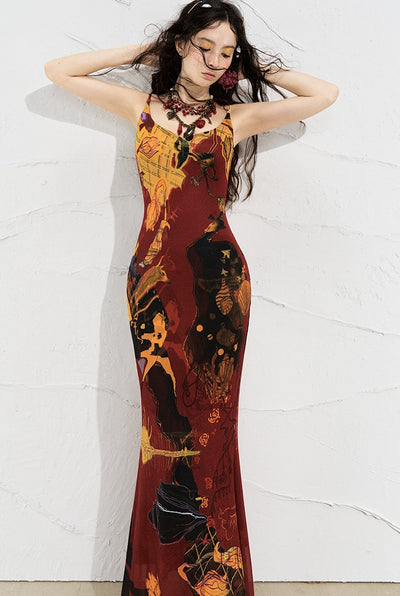 Mondrian Contrast Color Suspender Dress OFA0256