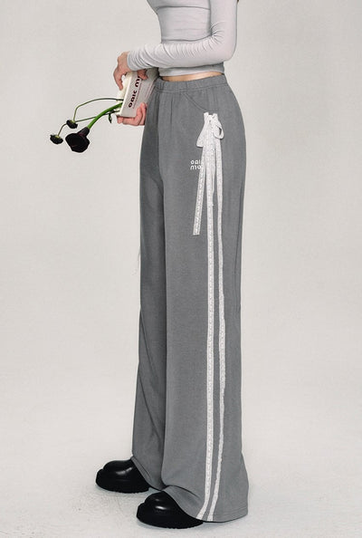 Mist Gray Casual Straight Wide-leg Versatile Pants OAK0270