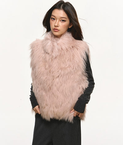 Stand Collar Short Fur Warm Vest Jacket ANA0111