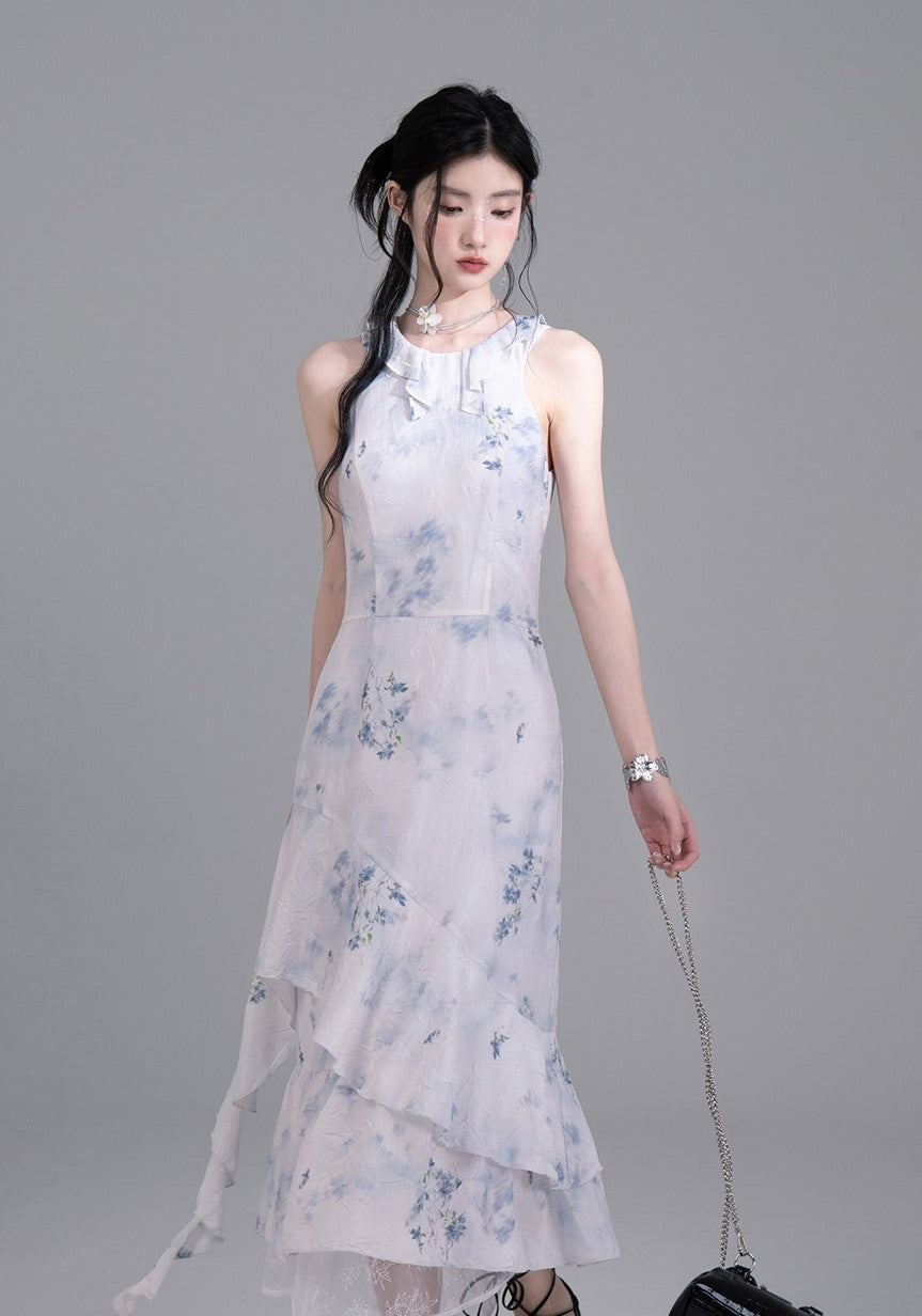 Layered Floral Irregular Dress COT0279