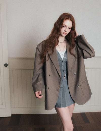 Double-breasted Silhouette Casual Suit Jacket LUL0174