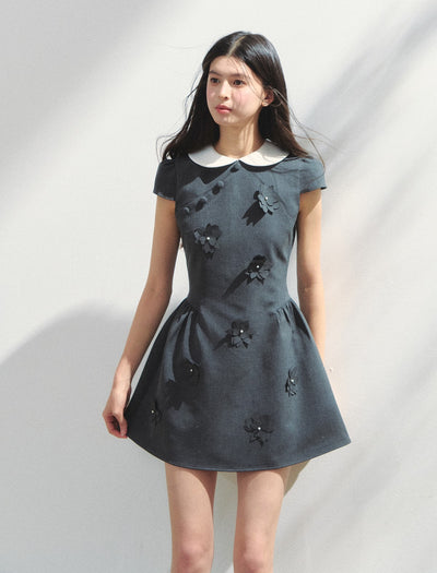 Doll Collar Flower Puffy Dress SUN0146
