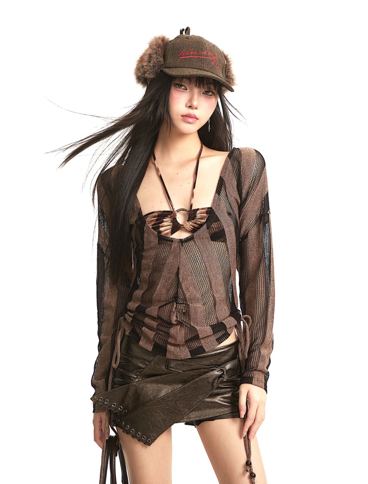 Niche Design Leather Short Skirt UNC0295