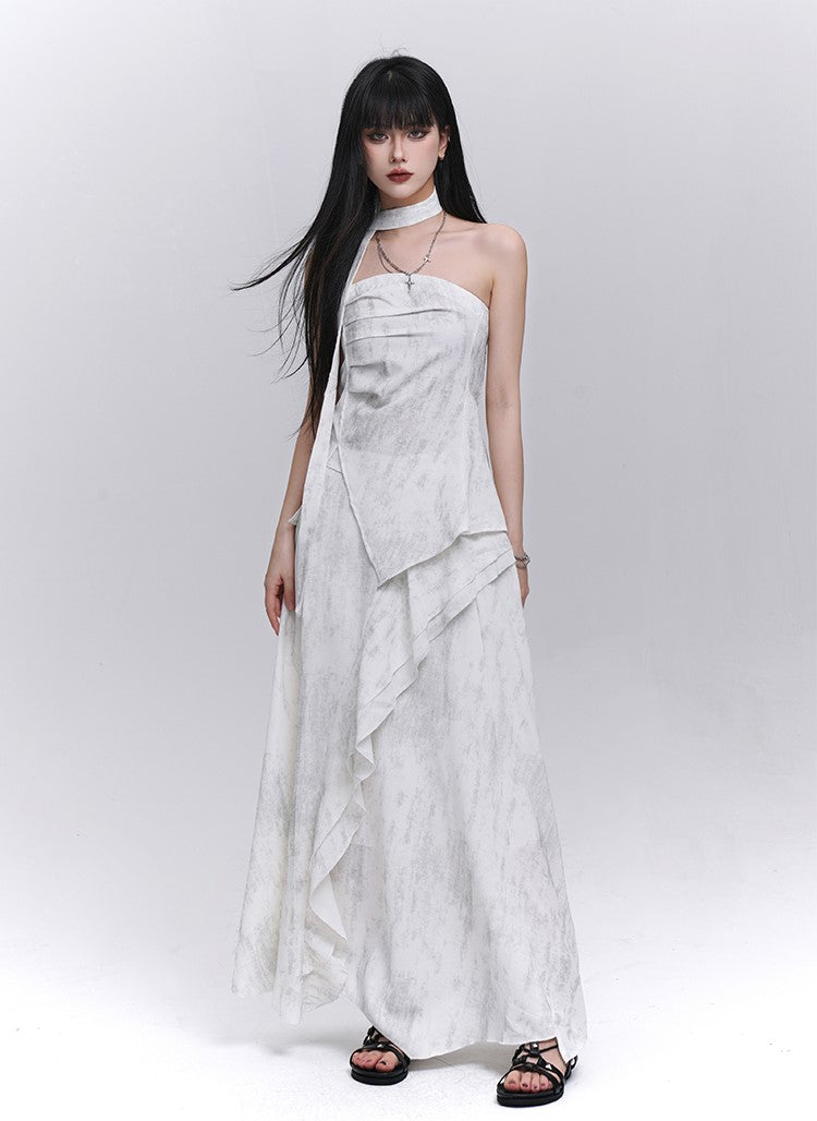 White Artistic Tube Top/Skirt LAD0209