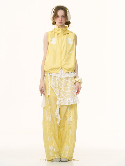 Lace Bow Yellow Sports Pants ZIZ0252