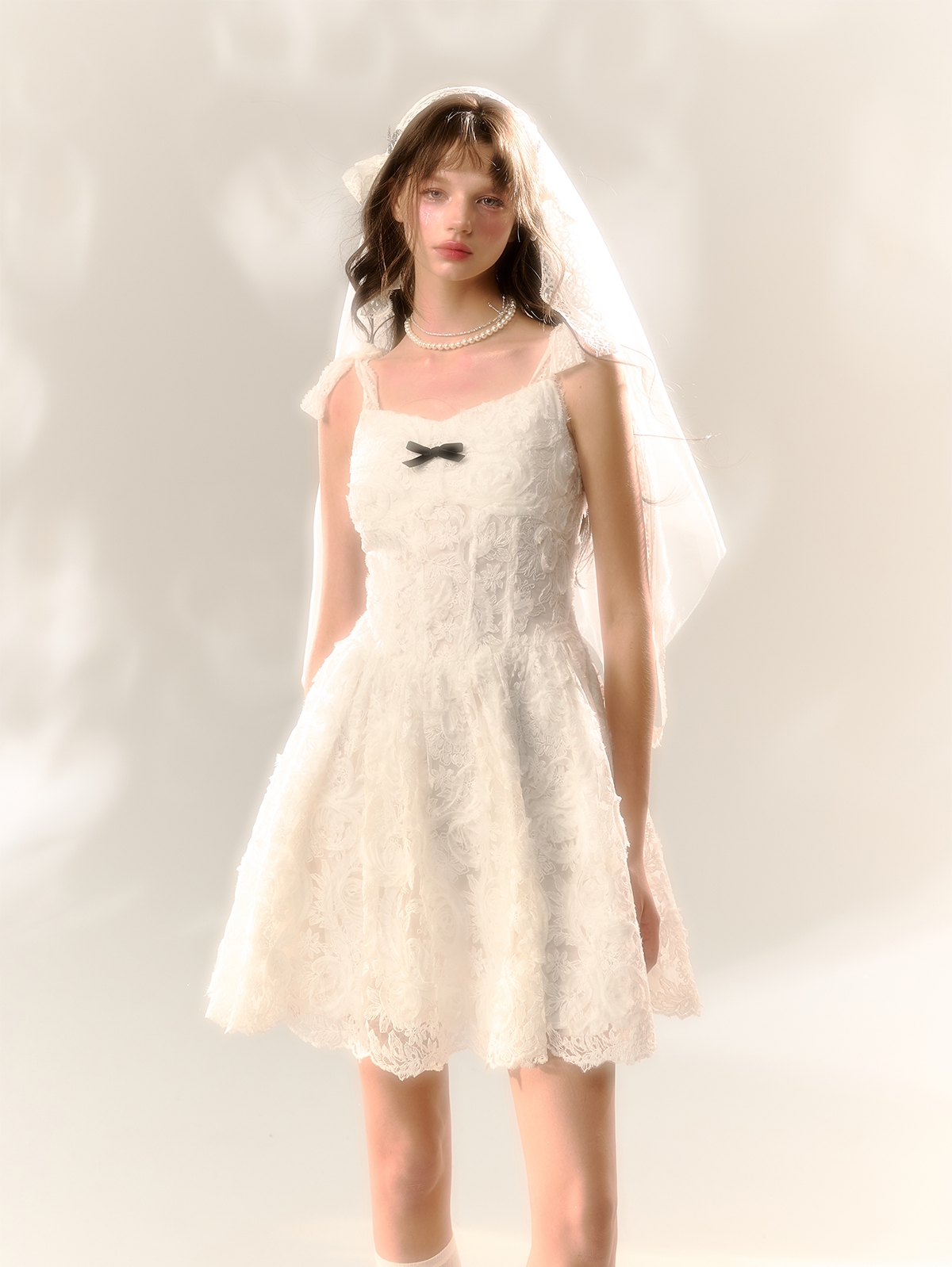 Angel Camisole Pleated Lace Dress SUN0062