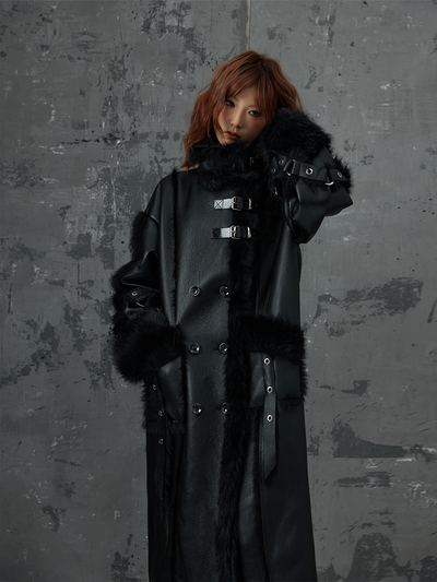 Dark Punk High-end Long Fur Coat FRU0052