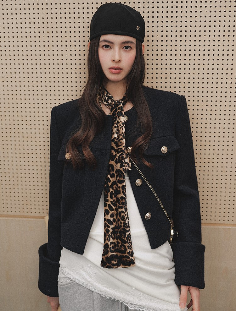 French Style Tweed Round Neck Short Jacket LAL0251